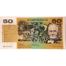 AUSTRALIA 1974 . FIFTY 50  DOLLAR BANKNOTE . PHILLIPS/WHEELER . FIRST PREFIX YAA